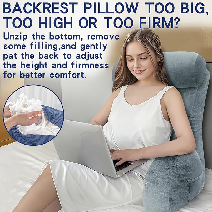 Back Pillow for Bed Sitting Up, Reading Pillow, Extra Large Arm Pillows for Adults for Back Support,Bed Pillow for Sitting up for Watching TV/Gaming/Relaxing