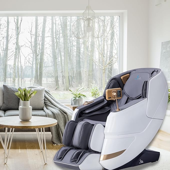 MassaMAX MT339 4D Massage Chair, Full Body Shiatsu Recliner with Electric Extendable Footrest, Zero Gravity, SL Track, Deep Yoga Stretch, 15 Modes, AI Voice Control, Foot Rollers, and Heating (White)