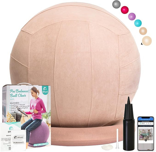 ProBalanceΩ Ball Chair, Yoga Ball Chair Exercise Ball Chair with Slipcover and Base for Home Office Desk, Birthing & Pregnancy, Stability Ball & Balance Ball Seat to Relieve Back Pain, Multiple color size