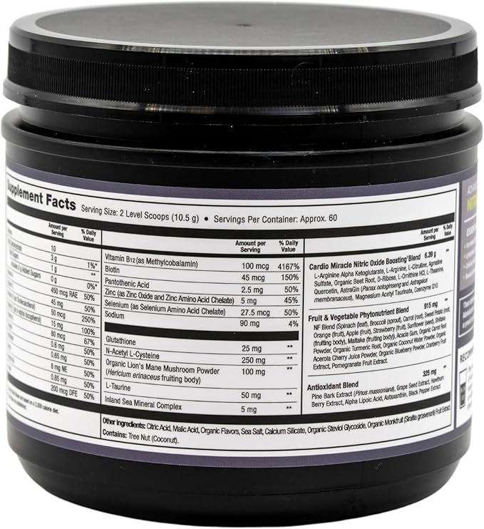 Cardio Miracle Nitric Oxide Supplement with Super Beets 60 Servings - Beet Root Powder with L-Arginine to Support Circulation, Blood Flow, Energy, Endurance, Stamina & Heart Health for Men and Women