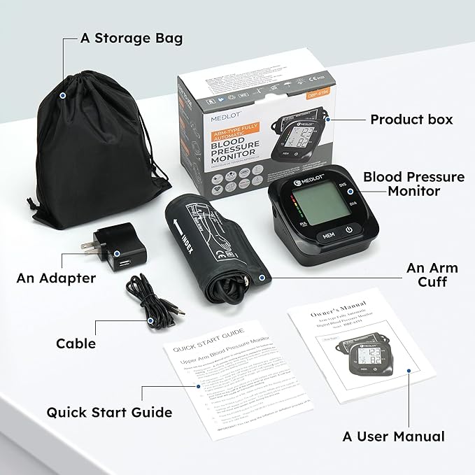 Upper Arm Blood Pressure Monitor for Home Use, Automatic BP Cuff (8.6”-16.5”), Digital Blood Pressure Machine with 2 Power Supply Modes, 2 Users, 150 Reading Memory