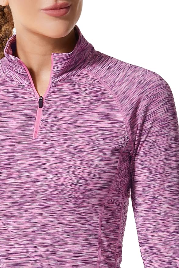 Zengjo Womens Quarter Zip Long Sleeve Workout Tops 1/4 Zip Running Pullover