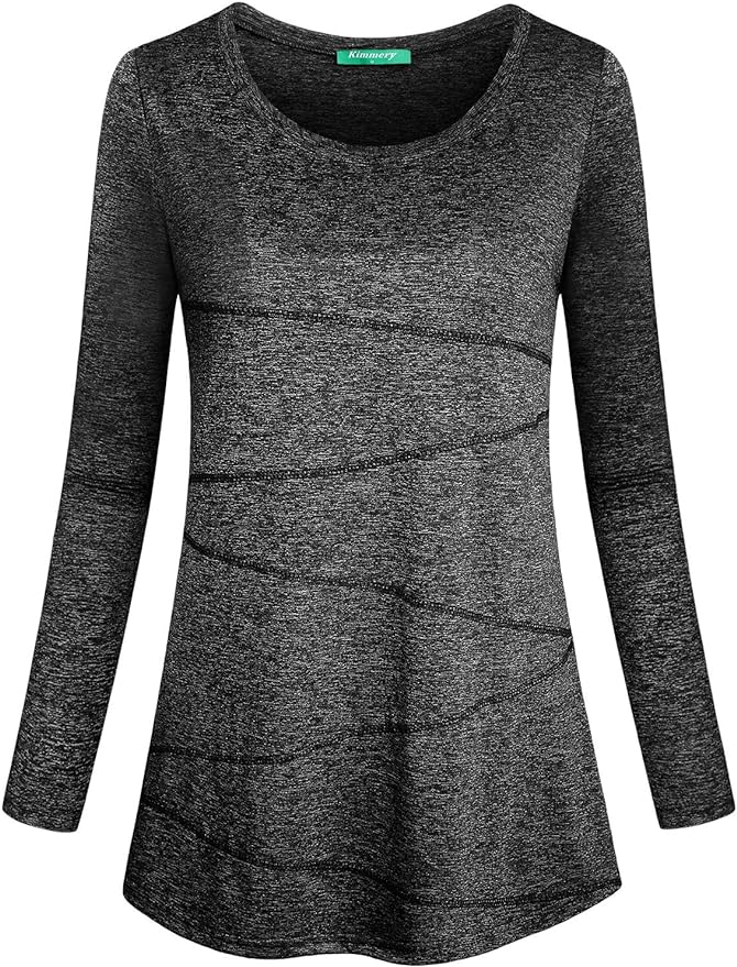Kimmery Workout Tops for Women Long Sleeve Shirts for Women Quick Dry Line Decor Yoga Tops Sizes S-3XL
