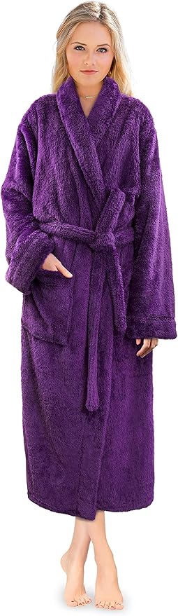 PAVILIA Premium Womens Plush Soft Robe Fluffy, Warm, Fleece Sherpa Shaggy Bathrobe