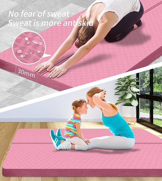 nuveti Large Exercise Mat - 15mm/20mm/30mm Thick Yoga Mat | Workout Mat for Fitness, Yoga, Pilates, Stretching & Floor Exercises for Women & Men with Free Carrying Bag