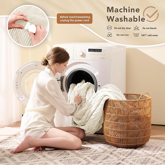 Homemate Electric Heated Blanket King Size - 100"x90" Heating Blanket King Size Dual Control 1/2/4/6/8 Hours Auto-Off 10 Heat Level Over-Heat Protection Soft Flannel Sherpa ETL Certification