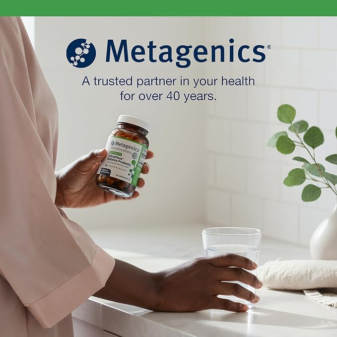 Metagenics UltraFlora Balance Probiotic - Shelf-Stable Daily Gut Health Supplement for Digestive & Immune Support* - Non-GMO & Gluten-Free - 60 Capsules