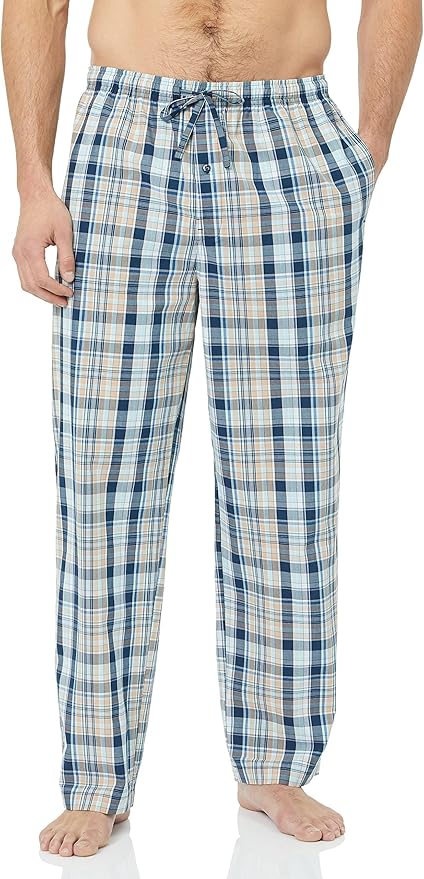 Amazon Essentials Mens Straight-Fit Woven Pajama Pant with Pockets