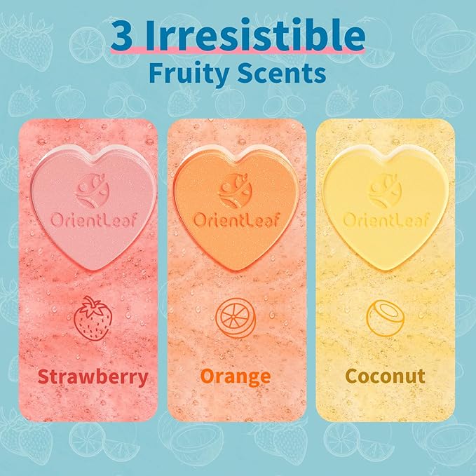 Bath Bombs Fruit Scented, Stocking Stuffers, Bath Bombs for Women and Girls Aromatherapy Bubble Bath, Strawberry, Orange, Coconut, 6 x 2 oz