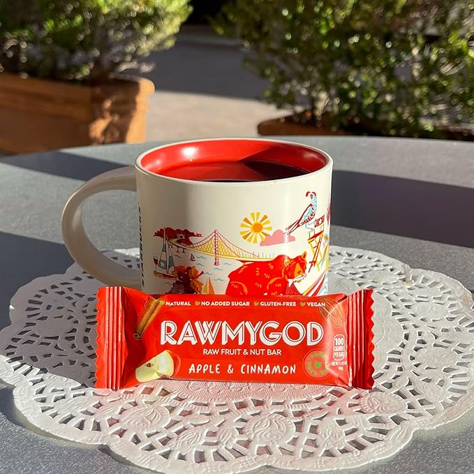 RAWMYGOD Fruit and Nut Bars, Gluten Free, Vegan, No Added Sugar (16 bars, Apple & Cinnamon)