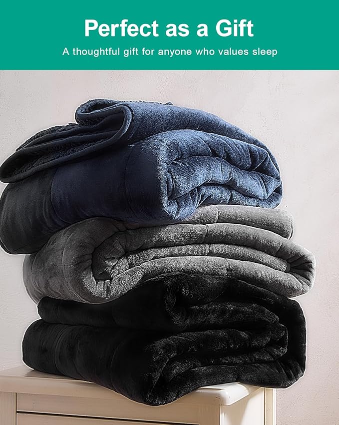 Super Fuzzy Soft Sherpa Fleece Weighted Blanket, 12 lbs Dual Sided Fluffy Heavy Weighted Blankets for Adults - No Bunching with Double Layers of Soft Inner Lining (48"x 72", 12 Pounds)
