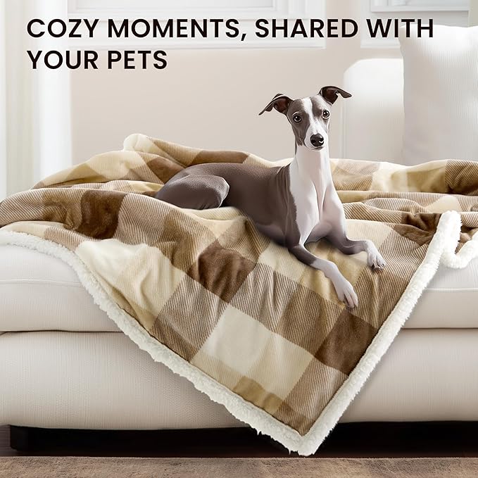 Heated Blanket Electric Throw-50''x60''Ultra Soft Cozy Plaid Flannel Fast Heating Electric Blanket with 10 Heat Levels & 10 Hours Auto Off, ETL Certified, Keep Warm in Couch Bed Office(Khaki)