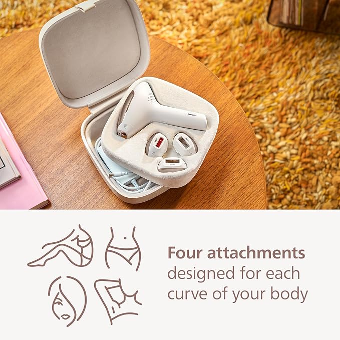 Philips Lumea 9000 Series IPL Hair Removal Device - Permanent Visible Hair Reduction Done at Home, SenseIQ Technology, 4 Attachments for Body, Face, Bikini & Underarms, for Women & Men, BRI984/03
