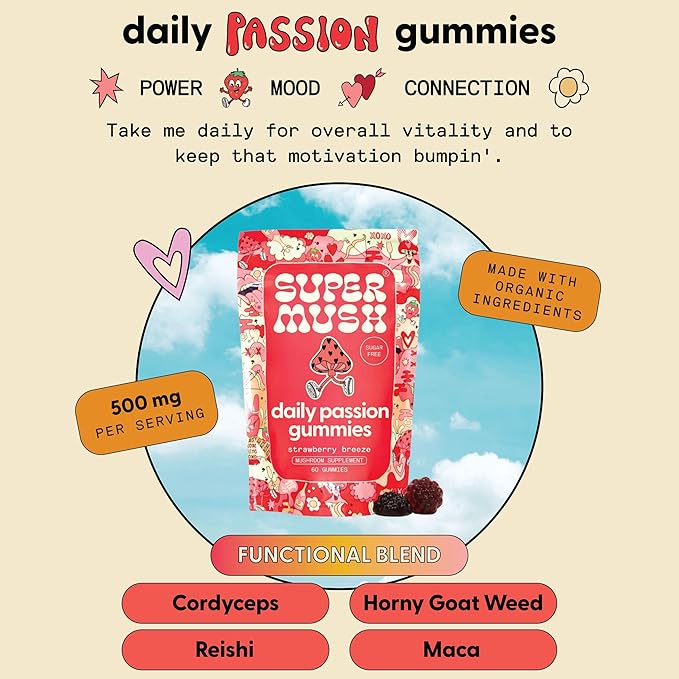 Horny Goat Weed Gummies - Horny Goatweed for Men & Women with Cordyceps, Reishi & Maca Root - Maximize Blood Flow, Ignite Feel-Good Vibes & Lasting Energy