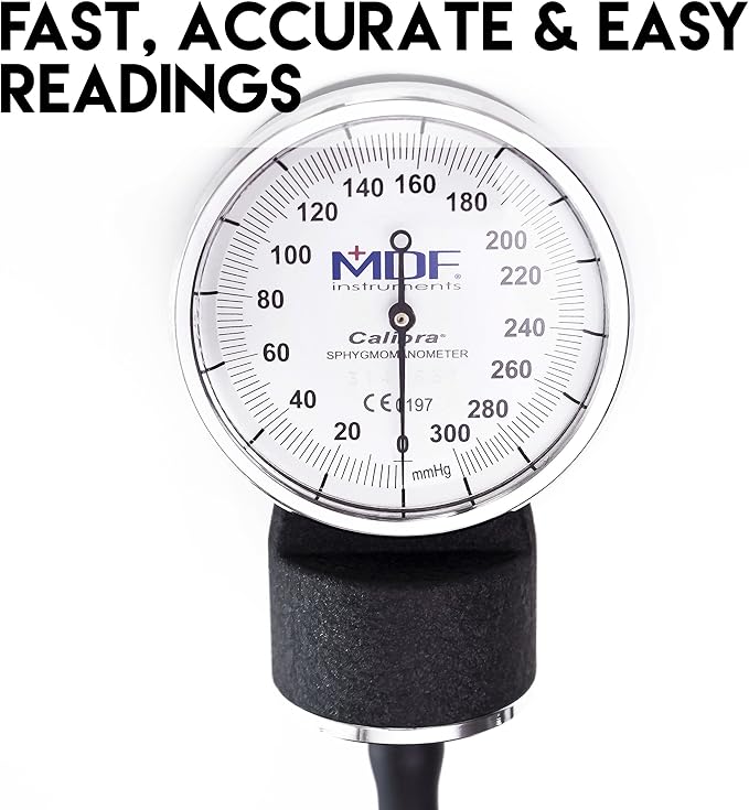 MDF Instruments, Calibra Aneroid Premium Professional Sphygmomanometer, Blood Pressure Monitor with Adult Cuff & Carrying Case, Lifetime Calibration, White Dial, Purple Cuff, MDF808M08