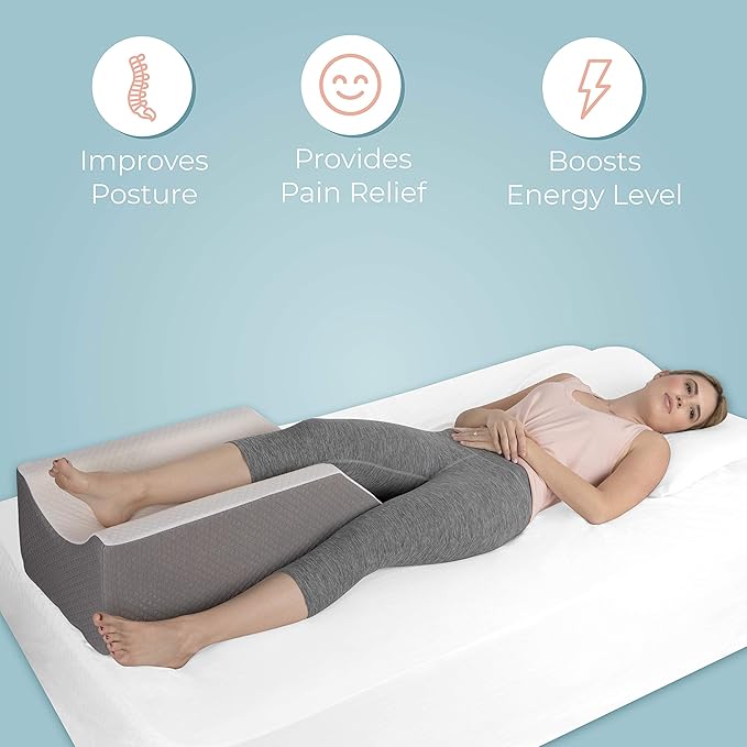 Kölbs Single Leg Elevation Pillow, Post Surgery Leg Pillow, Stylish Chic Jacquard Cover, Ankle Knee and Leg Support Pillow for Injury After Surgery (Single Leg)