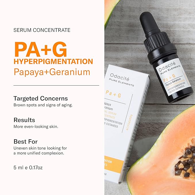 Odacité Brightening Serum Concentrate with Papaya + Geranium for Hyperpigmentation and Glow, Anti-Aging & Dullness - Helps Reduce Look of Dark Spots & Uneven Skin Tone - .17 Fl. Oz