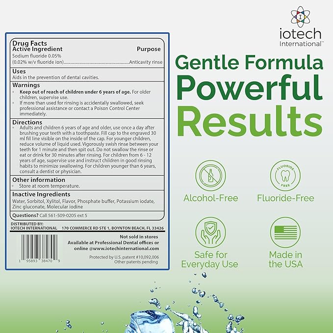 ioRinse Ready-to-Use (RTU) Mouthwash for Fresher Breath, Halitosis Relief, Alcohol-Free, Fluoride-Free and a Professional Clean, Original ioRinse RTU Mouth Wash, Zero Alcohol - Green Apple Flavor, 1L