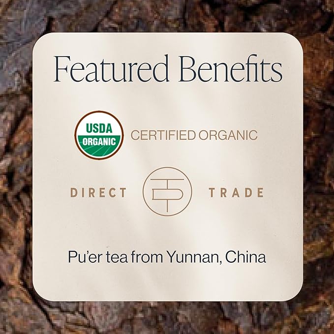 Rishi Tea Ancient Pu'er Tuo Cha Herbal Tea - Organic Direct Trade Loose Leaf, Medium Caffeine Aged Ripe Pu-erh for Digestion Support - 16 Ounces, 60+ Servings