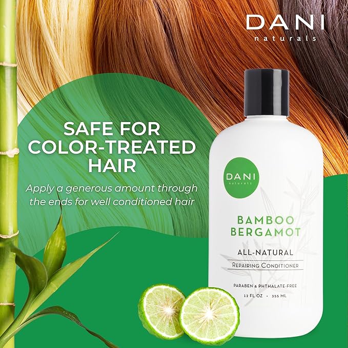DANI Naturals Conditioner – Bamboo Bergamot, Ultra-Hydrating & Nourishing for Dry & Curly Hair, Strengthens, Restores, Controls Frizz, Vegan & Color-Safe, 12 oz