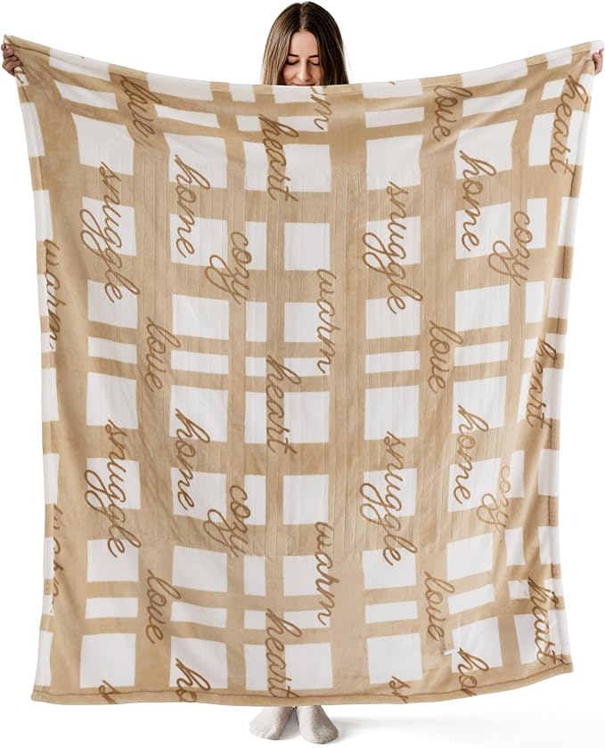 Bedsure Healing Heated Blanket Throw - Flannel Sherpa Electric Blanket with Inspirational Words, Heated Throw with 6 Heating Levels, 4 Time Settings, 3-Hour Auto-Off, Gift for Grandma (50"x60")