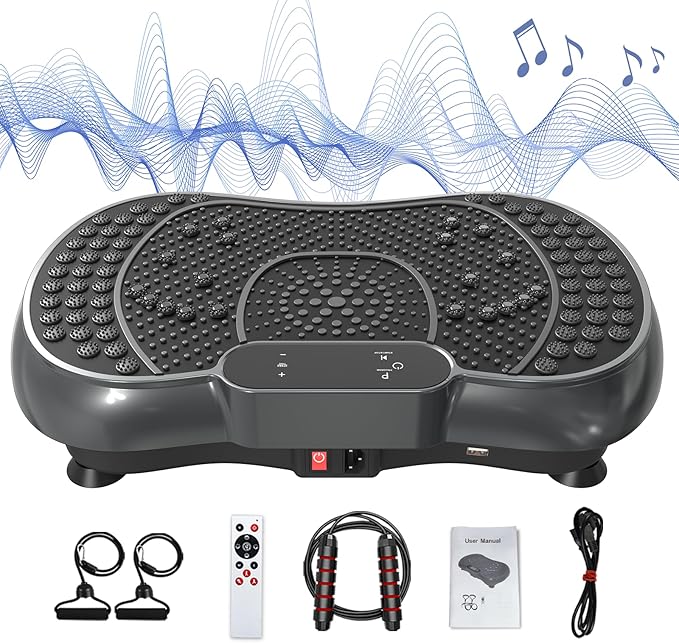 Vibration Plate Exercise Machine for Weight Loss – 100-Speed Platform with Bluetooth Speaker, Remote & Bands, 450 lbs Capacity – Quiet Full Body Workout for Lymphatic Drainage at Home