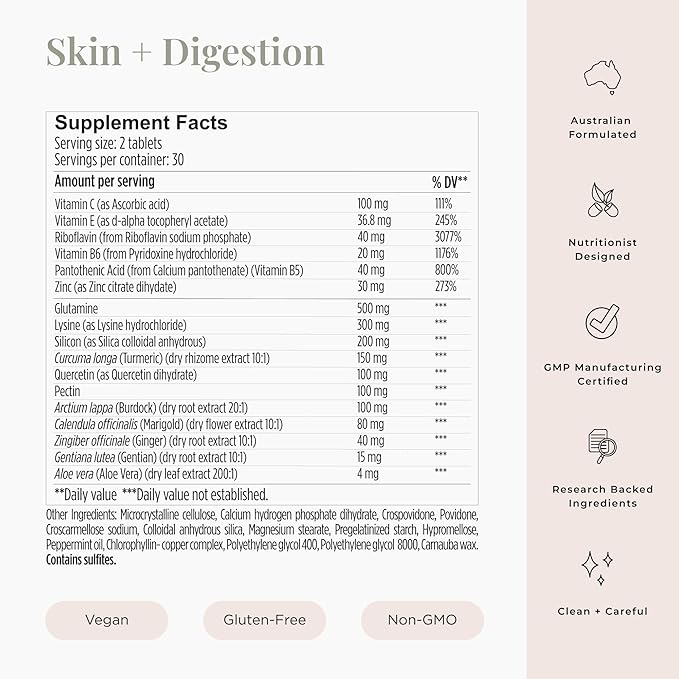 JSHealth Vitamins Skin and Digestion Formula Skin Vitamins | Clear Skin Supplement with Zinc for Acne | Acne Supplements for Clear Healthy Skin | Acne Treatment for Teens and Adults | 120 Count