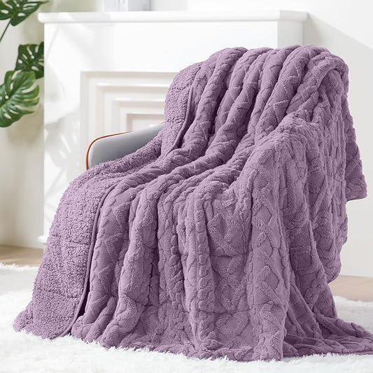 Super Fuzzy Soft Sherpa Fleece Weighted Blanket, 15 lbs Dual Sided Fluffy Heavy Weighted Blankets for Adults - No Bunching with Double Layers of Soft Inner Lining (60"x 80", 15 Pounds)
