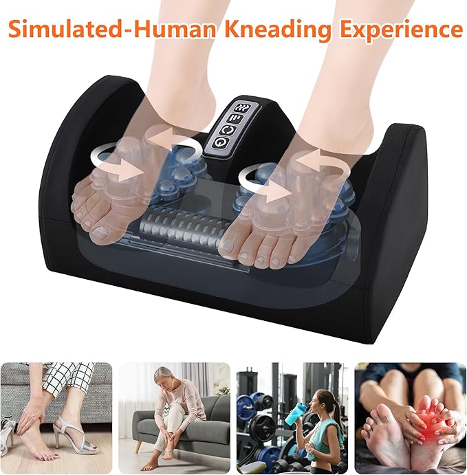 Shiatsu Foot Massager with Heat,Foot and Calf Massager with Roller, Deep Massage for Relaxation, Plantar Fasciitis Relief, Promotes Blood Circulation, Gifts for Women & Men(Black)