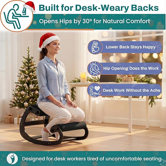 NYPOT Ergonomic Kneeling Chair with Adjustable Seats - Knee Chair for Posture Correction & Kneel Rocking Stool for Desk - Back Pain Relief for Home and Office, Supports 250 pounds - 5 Years Warranty