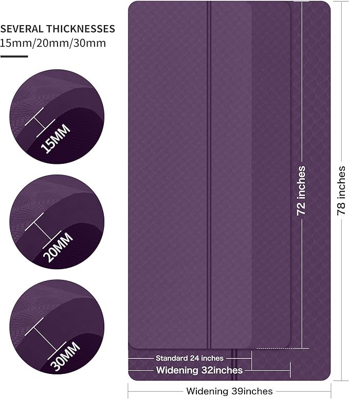 nuveti Large Exercise Mat - 15mm/20mm/30mm Thick Yoga Mat | Workout Mat for Fitness, Yoga, Pilates, Stretching & Floor Exercises for Women & Men with Free Carrying Bag