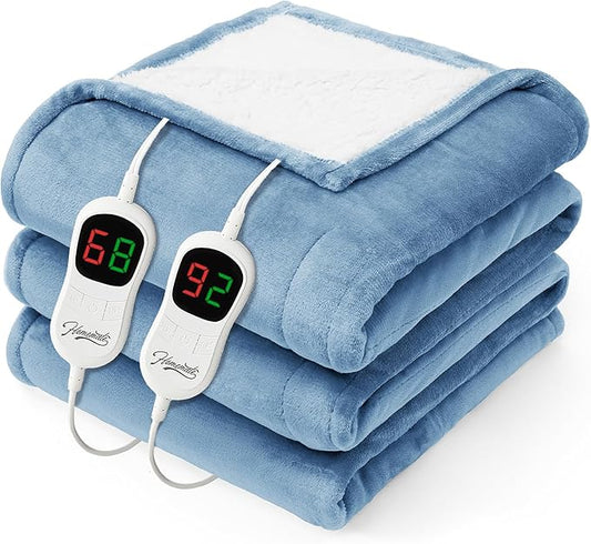 Homemate Heated Electric Blanket King Size - 100"x90" Heating BedBlanket Throw with 10 Heating Levels&8 Hours Auto Off, Fast Heating Over-Heated Protection Ultra Soft Flannel ETL Certified, Grey