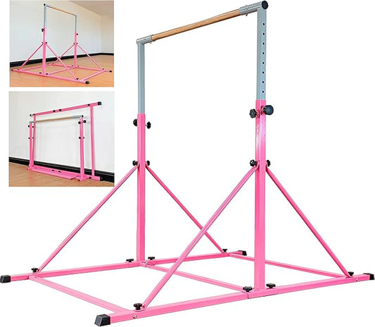 Gymnastic Bar for Kid and Teenage Ages 3-25, 5 FT / 6 FT Base Length, 5 FT / 6 FT Height, Gymnastic Kip Bar Horizontal Bar for Gymnast, Gymnastic Training Equipment for Home and Club Use