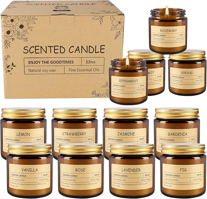 12 Pcs Scented Candles with Added Natural Essential Oils, 3.05oz, Suitable for Various Festivals, Parties, Yoga, and Home Scene.