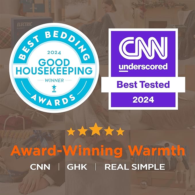 Bedsure GentleSoft Electric Blanket Twin - Soft Ribbed Flannel Heated Blanket, Heating with 10 Time Settings, 6 Heat Settings, and 8 hrs Timer Auto Shut Off, Gifts for Grandma (62x84 inches, Burgundy)