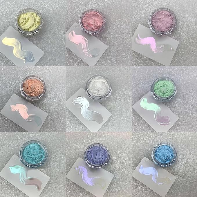 Holographic Mirror White Pearl Chrome Nail Powder Gold Effect Pure Metallic Dust Sequins UV Gel Nail Chrome Powder Pigment for Nail Art Decoration (Multicolour)