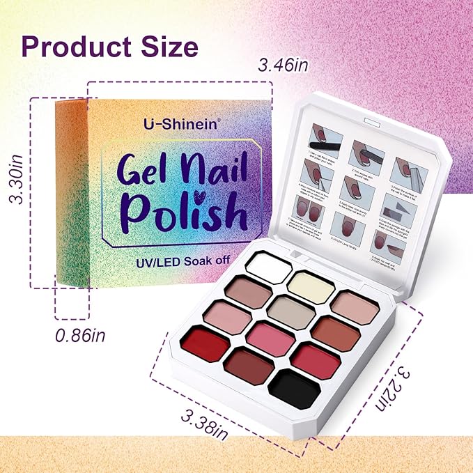 Gradient Painting Gel, 12 Colors Ombre Gel Nail Polish for Pigmented Pat Painting Gel French Manicure No-wipe Soak of UV DIY Art Home Salon Palette Chiffon Hues