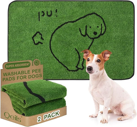 Qeils Reusable Puppy Pads, Washable Pee Pads for Dogs 2 Pack Durable Absorbent Leakproof Dog Training Pads for Home or Travel, Non-Slip Wee Wee Pads Potty Pads 48"x30"