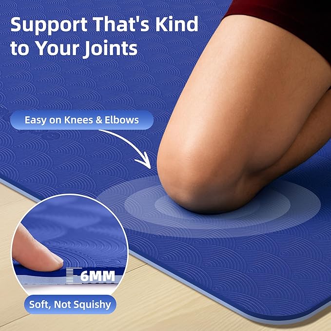 Extra Large TPE Yoga Mat 72"x35" / 78"x57" - Wide Non-Slip Mat for Yoga, Pilates & Home Gym, 6mm Thick Cushion for Comfort & Balance, Waterproof, Easy to Carry with Strap or Bag for Solo or Partner Workouts