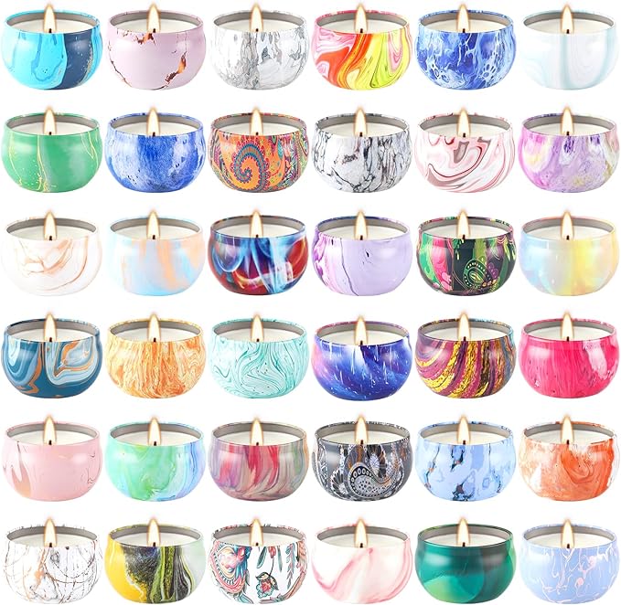 36 Packs Scented Candles Gift Set, Fragrances Candle for Women, 2.5 OZ Portable Jar Candle for for Spa, Yoga, Bath, Aromatherapy, Stress Relief.