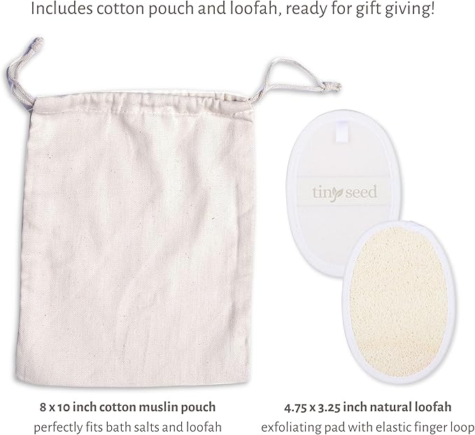 3-Pack Aromatherapy Bath Salts Gift Set. Variety Pack of Soothing Touch Bath Salts: Eucalyptus Spruce, Cedar Sage, Peppermint Rosemary (8 oz each) Bundle Includes Cotton Pouch & Loofah Exfoliating Pad