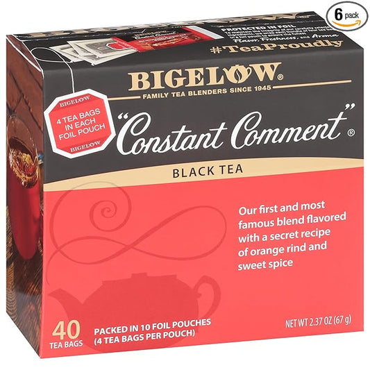 Bigelow Tea Constant Comment Caffeinated Black Tea Bags, 40 Count, Pack of 6
