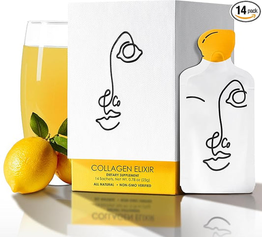 LEMON & CO. Liquid Collagen for Women | Lemon Collagen Water Mix with 5000mg Marine Collagen Peptides, Organic Lemons & Vitamin C | Daily Elixir for Skin, Nails, Hair, Gut | No Preservatives, No Sugar