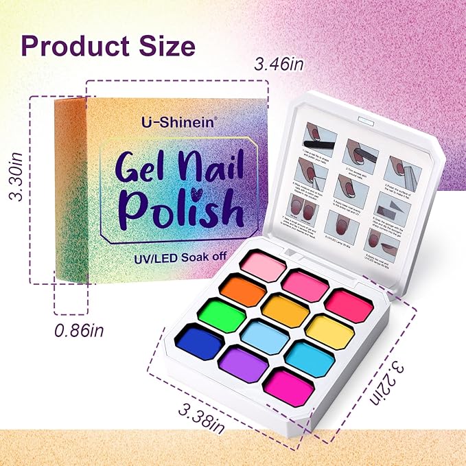 Gradient Painting Gel,12 Ombre Gel Nail Polish Kit with 100Pcs Nail Sponges & Tweezers Bright Color for Pigment Pat Nails French Manicure, Long-lasting Palette Mojito Sunrise Canvas