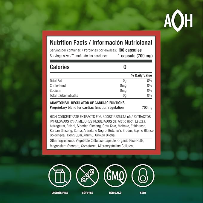 ADAPTOHEAL Blood Pressure Support Supplement with Astragulus, Ginkgo Biloba, Rhodiola Rosea, Reishi Mushroom (180 Capsules)