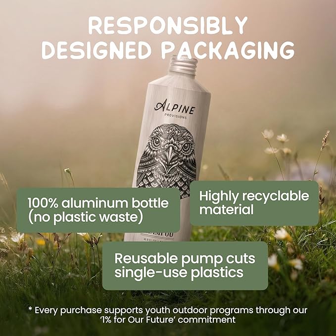 Alpine Provisions Natural & Organic Shampoo with Rosemary & Mint – Plant-Based Shampoo for Men & Women with Aloe Vera, Jojoba & Essential Oils – Sulfate-Free, Vegan, Hydrating Hair Repair – 16.9 fl oz