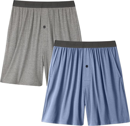 Men's Pajama bottoms Lounge Sleep Shorts Soft Comfortable Breathable Pajamas Shorts with Pockets 2 Pack