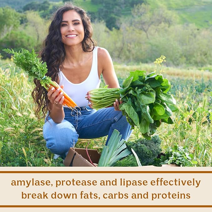 Solluna by Kimberly Snyder Digestive Enzymes Lipase, Amylase, Protease, Alpha-Galactosidase, Cellulase for Digestive Health, Nutrient Absorption, Stomach Pain, Gas & Bloating (90CT) Vegan & Non-GMO
