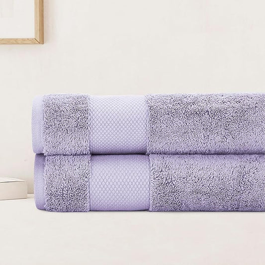 BIOWEAVES 100% Organic Cotton 700 GSM Plush Luxury Bath Towels for Bathroom 30" x 58" GOTS Certified - Lavender, Pack of 2