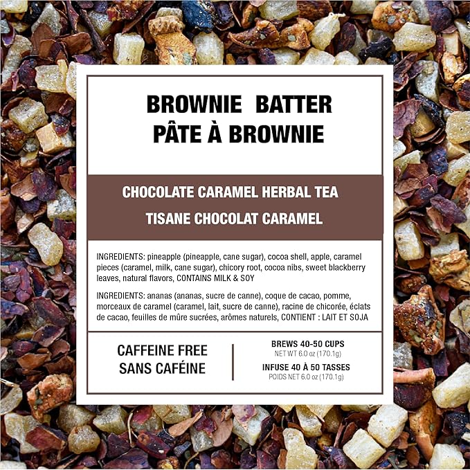 Tiesta Tea - Brownie Batter - Chocolate Caramel Herbal Tea - Loose Leaf Tea Blend - Non-Caffeinated Herbal Tea - Make Hot or Iced Tea Up to 40-50 Cups - 6 oz Refillable Tin